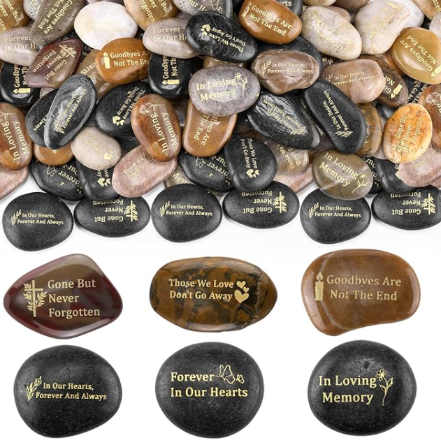 60 Pcs Memorial Stone 1.97 Inch Celebration of Life Favor