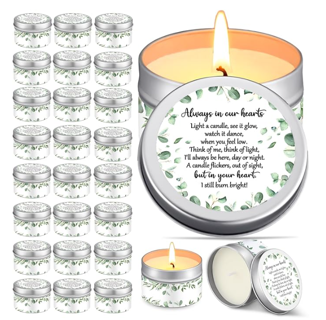 MTLEE 24 Pcs Funeral Memorial Candles Funeral Favors for Guests Celebration of Life